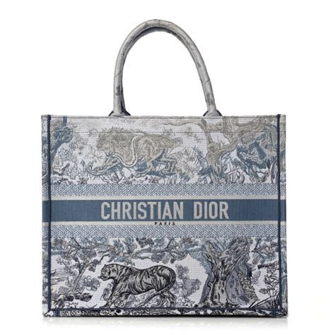 Large Dior Book Tote Blue Toile de Jouy Gradient Embroidery 